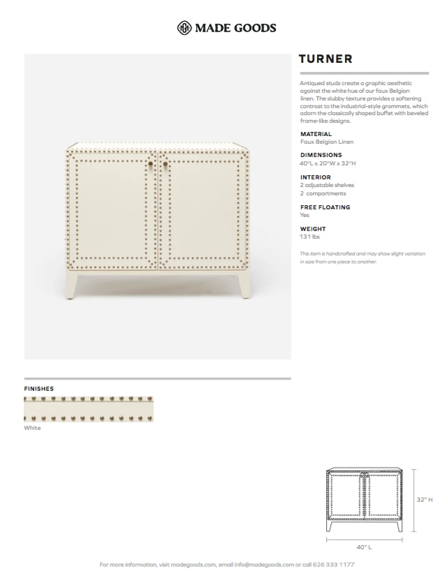 Made Goods Turner 2 Door Buffet White Linen 5 Made Goods Turner 2 Door Buffet White Linen