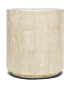 Made Goods New Arrivals Cara Side Table Ivory Faux Shagreen
