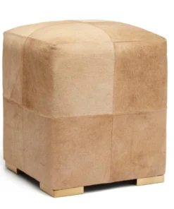 Made Goods Essex Stool Beige Hair On Hide Leather