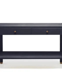 Made Goods Jarin Console Dark Navy Faux Belgian Linen New Arrivals