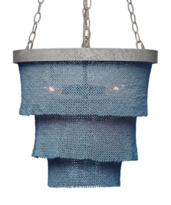 Made Goods Patricia Chandelier Small Dusty Blue Coco Beads And Silver Metal New Arrivals