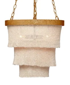 Made Goods Patricia Chandelier Small Natural Coco Beads And Gold Metal