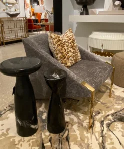 Global Views Marble Tower Table Black And White