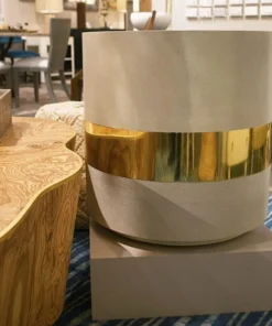 Made Goods New Arrivals Maxine Side Table Brass And Sand Faux Shagreen