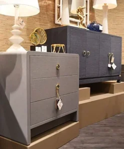 Bungalow 5 Bryant Linen 3 Drawer Side Table Gray New Arrivals