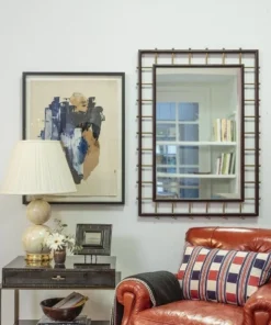 Mirror Home Dark Mahogany And Burnished Brass Mirror