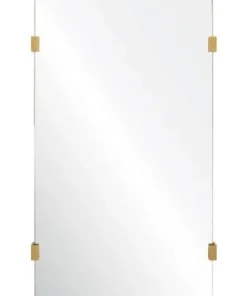 Mirror Home Rectangle Framed Mirror With Burnished Brass