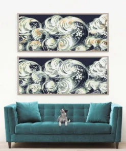 Natural Curiosities New Arrivals Gold Leaf Wave Framed Artwork