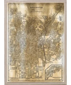Natural Curiosities Gold City Map Artwork - Los Angeles New Arrivals