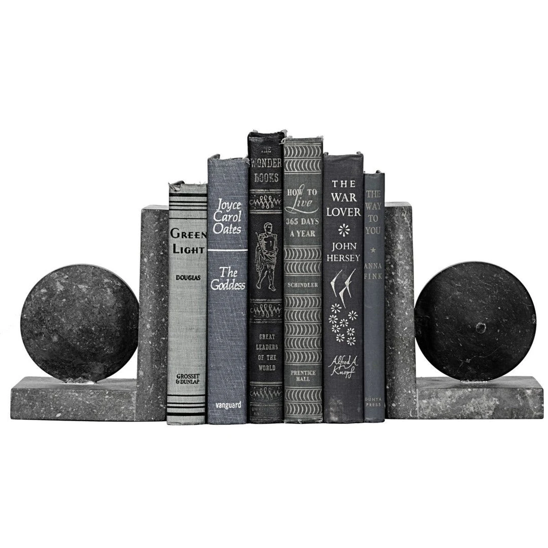 Noir New Arrivals Black Marble Bookends 1 Noir New Arrivals Black Marble Bookends