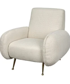 Noir New Arrivals Hera Chair Teddy Ivory Fabric