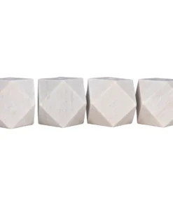 Noir Polyhedron Candle Holders Set Of Four White Marble