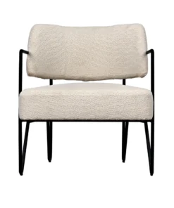 Noir Zeus Chair Metal And Teddy Ivory Fabric