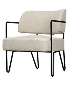 Noir Zeus Chair Metal And Teddy Ivory Fabric