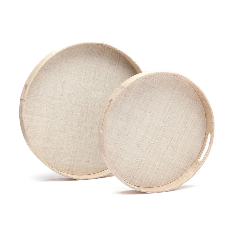 Made Goods Faye Round Tray Set Of Two Natural Buntal 1 Made Goods Faye Round Tray Set Of Two Natural Buntal