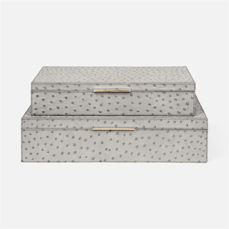 Made Goods Imani Box Set Of Two Grey Ostrich New Arrivals 5 Made Goods Imani Box Set Of Two Grey Ostrich New Arrivals