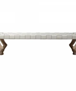 Oly Studio Flicka Wood Bench Charcoal Puddle Leather New Arrivals