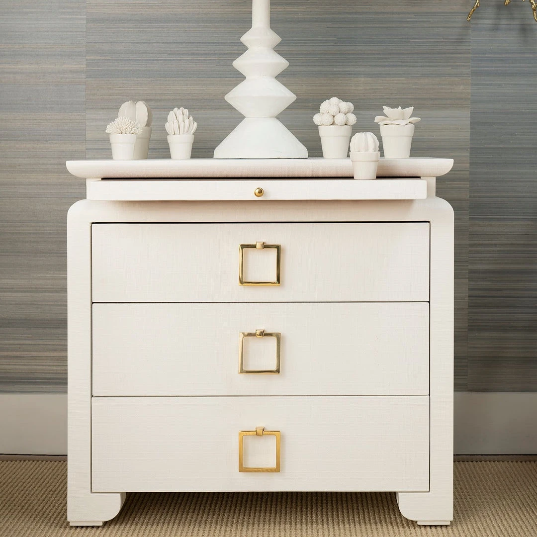 Bungalow 5 Elina 3 Drawer Side Table White 2 Bungalow 5 Elina 3 Drawer Side Table White