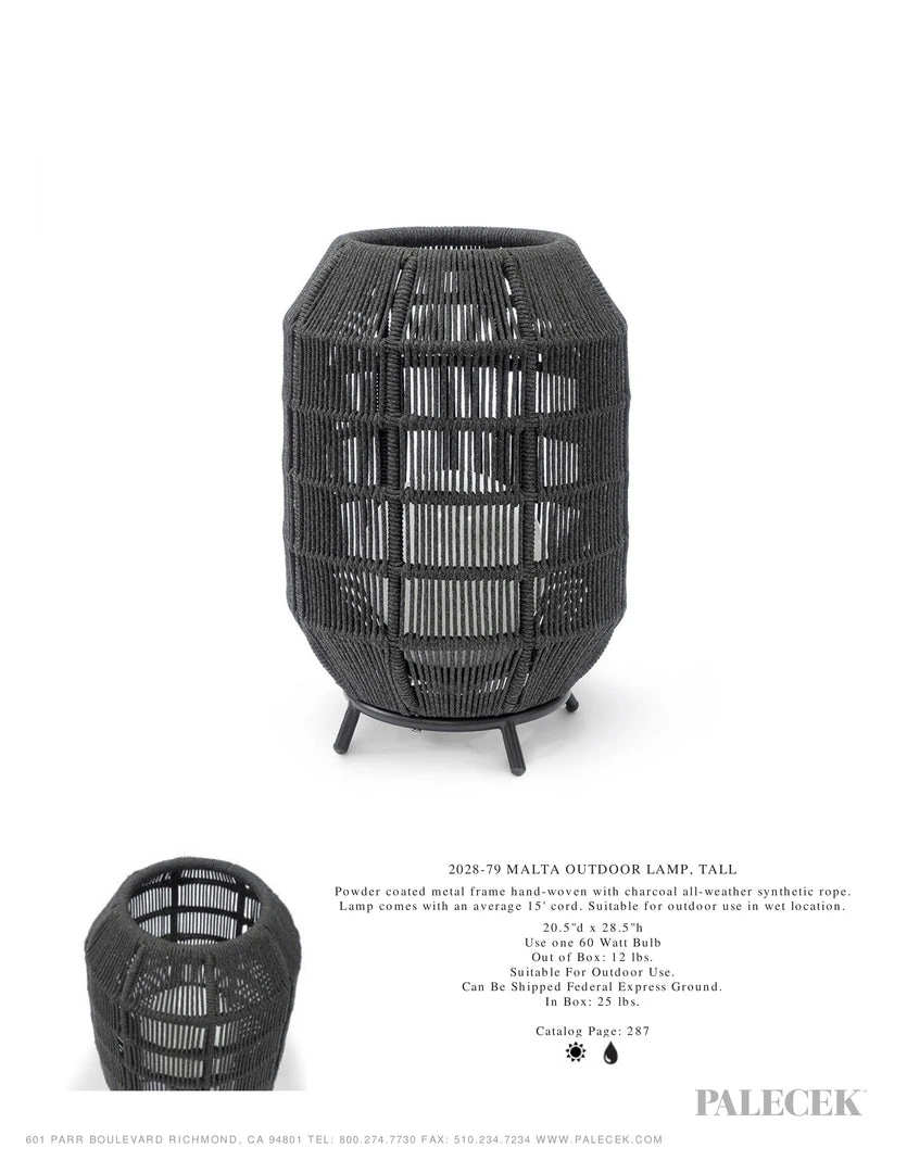 Palecek New Arrivals Malta Outdoor Lamp Tall 3 Palecek New Arrivals Malta Outdoor Lamp Tall