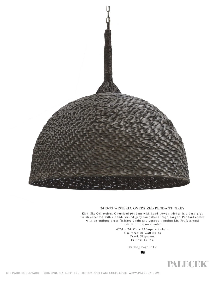 Palecek Wisteria Pendant Oversized Grey 7 Palecek Wisteria Pendant Oversized Grey