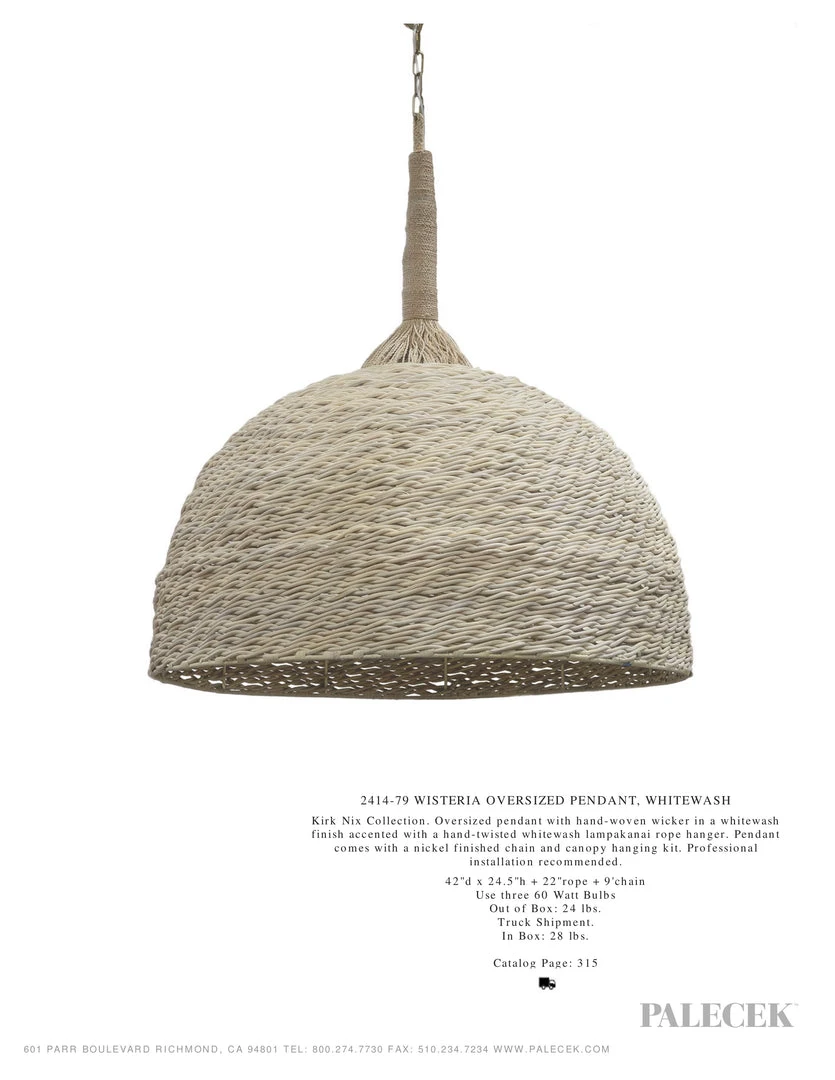 Palecek Wisteria Pendant Oversized Whitewash 4 Palecek Wisteria Pendant Oversized Whitewash