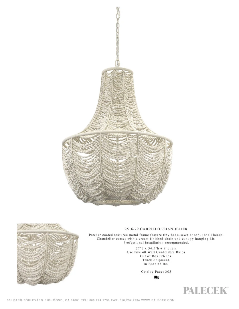 Palecek Cabrillo Chandelier 4 Palecek Cabrillo Chandelier