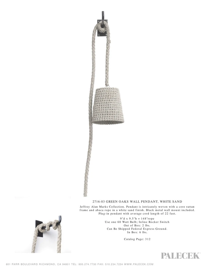 Palecek New Arrivals Green Oaks Wall Pendant White Sand 6 Palecek New Arrivals Green Oaks Wall Pendant White Sand