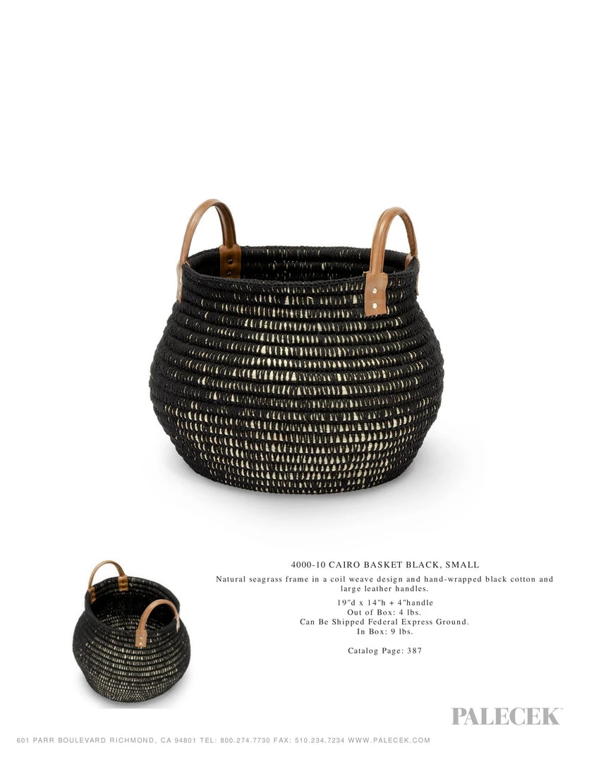 Palecek Cairo Basket Black Two Sizes New Arrivals 5 Palecek Cairo Basket Black Two Sizes New Arrivals