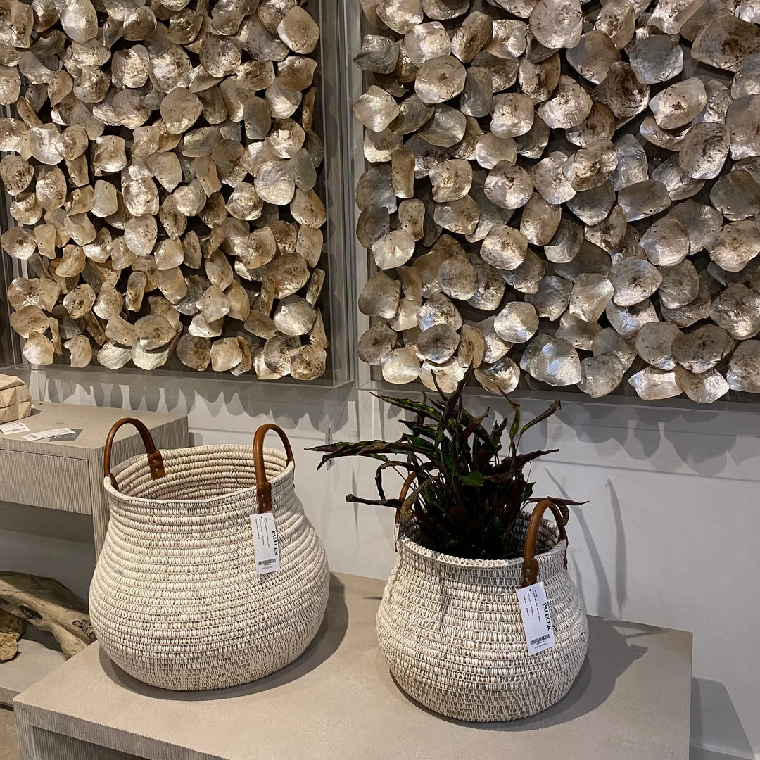 Palecek Cairo Basket White Two Sizes 2 Palecek Cairo Basket White Two Sizes