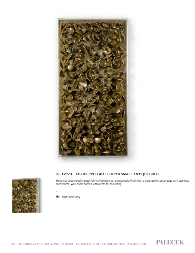 Palecek Adrift Coco Wall Decor Antique Brass Small 3 Palecek Adrift Coco Wall Decor Antique Brass Small