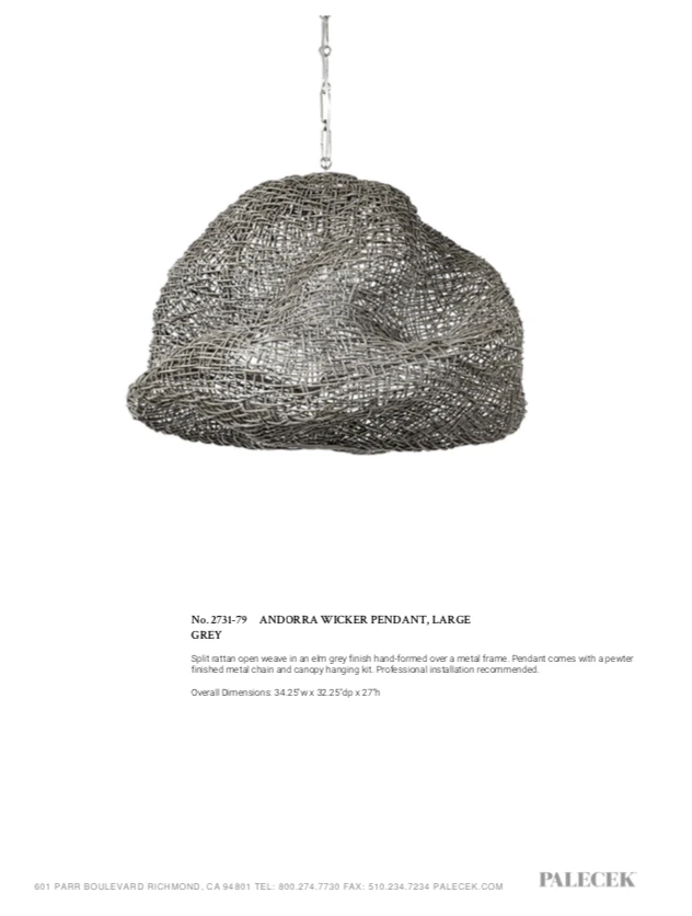 Palecek Andorra Pendant Large Grey New Arrivals 4 Palecek Andorra Pendant Large Grey New Arrivals