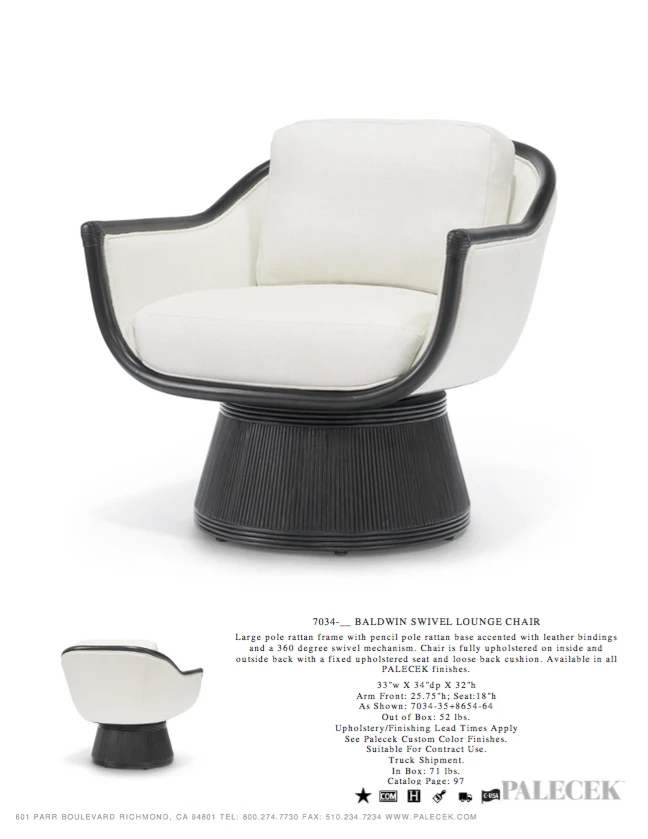 Palecek Baldwin Swivel Lounge Chair New Arrivals 5 Palecek Baldwin Swivel Lounge Chair New Arrivals