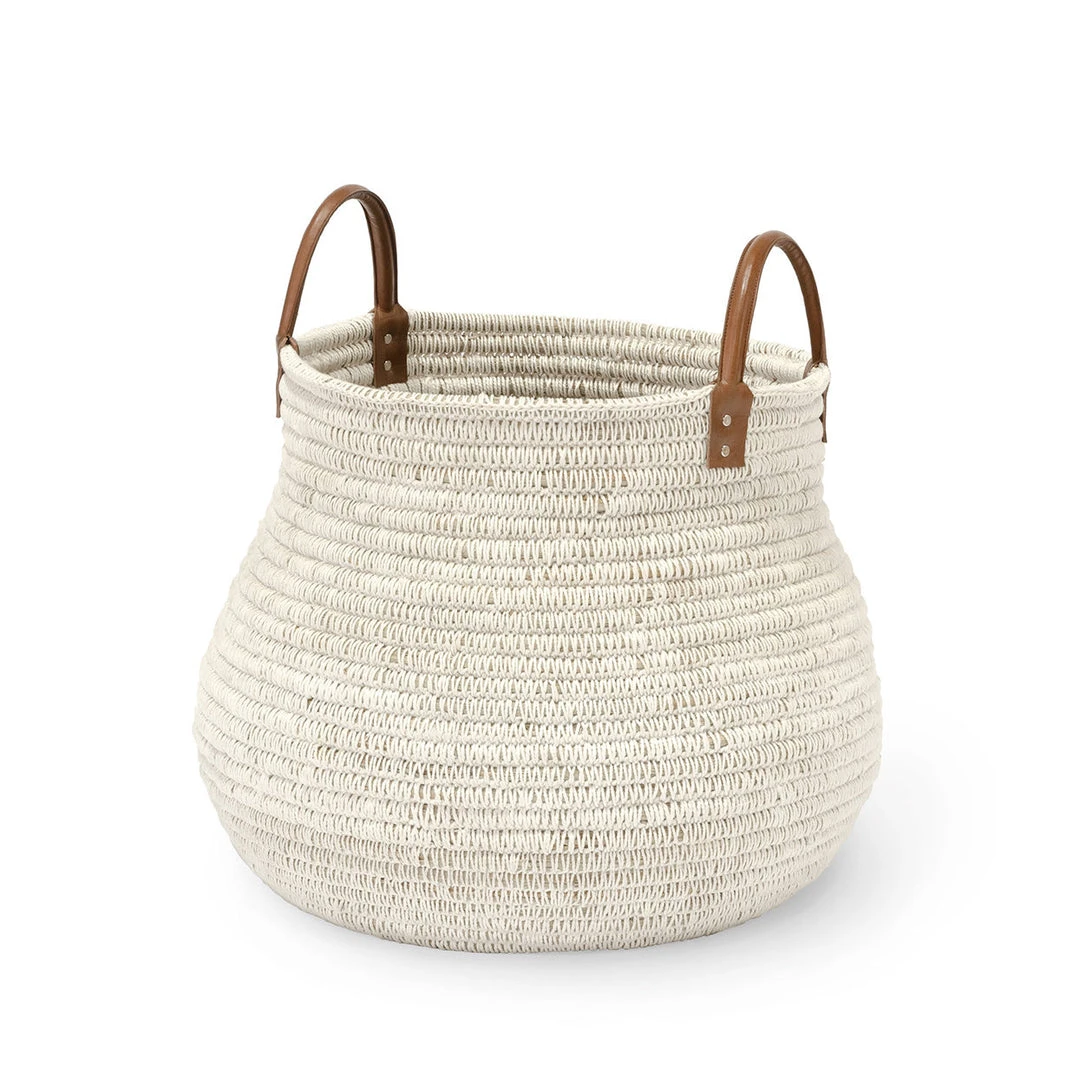 Palecek Cairo Basket White Two Sizes 1 Palecek Cairo Basket White Two Sizes