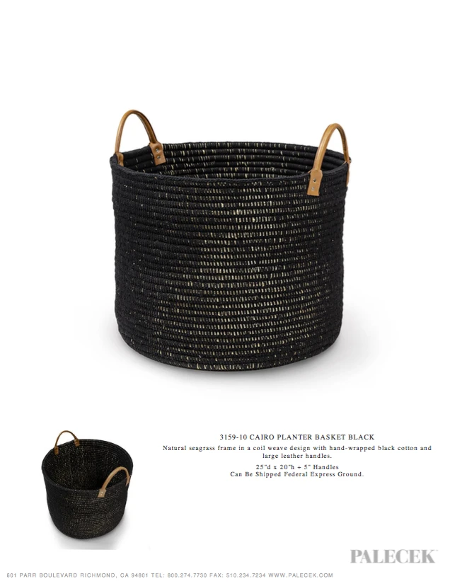 Palecek Cairo Planter Basket Black New Arrivals 4 Palecek Cairo Planter Basket Black New Arrivals
