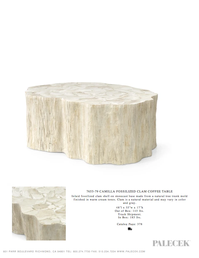 Palecek New Arrivals Camilla Fossilized Clam Coffee Table 6 Palecek New Arrivals Camilla Fossilized Clam Coffee Table