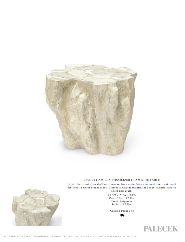 Palecek New Arrivals Camilla Fossilized Clam Side Table 6 Palecek New Arrivals Camilla Fossilized Clam Side Table