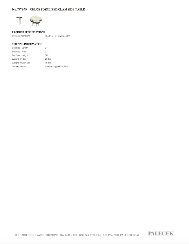 Palecek New Arrivals Chloe Fossil Clam Side Table 6 Palecek New Arrivals Chloe Fossil Clam Side Table
