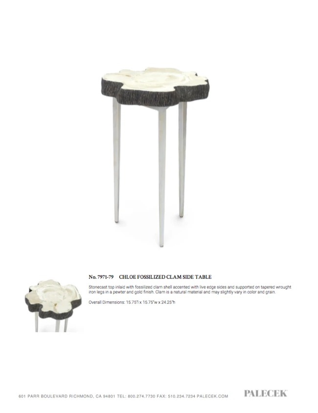 Palecek New Arrivals Chloe Fossil Clam Side Table 5 Palecek New Arrivals Chloe Fossil Clam Side Table
