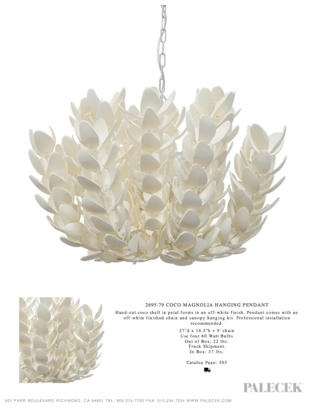 Palecek Coco Magnolia Hanging Pendant 7 Palecek Coco Magnolia Hanging Pendant