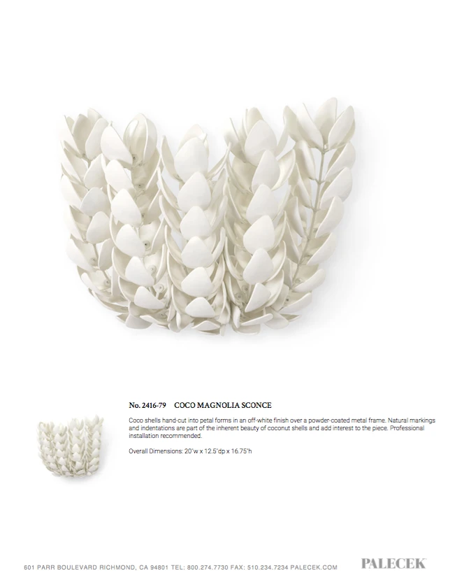 Palecek Coco Magnolia Sconce New Arrivals 5 Palecek Coco Magnolia Sconce New Arrivals
