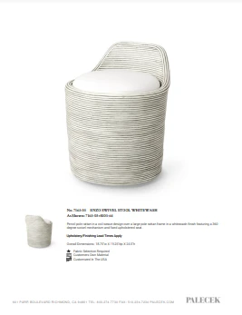 Palecek Enzo Swivel Stool Whitewash New Arrivals 4 Palecek Enzo Swivel Stool Whitewash New Arrivals