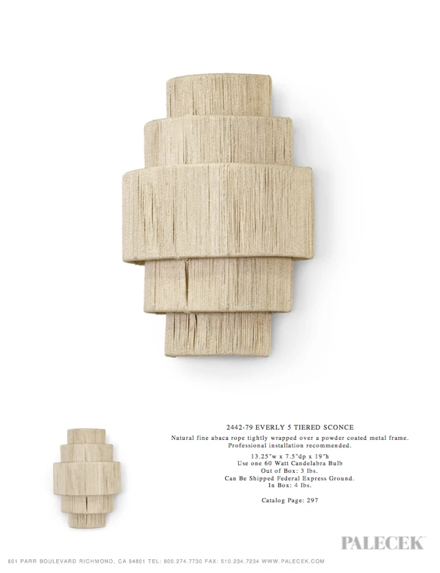 Palecek Everly 5 Tiered Sconce New Arrivals 4 Palecek Everly 5 Tiered Sconce New Arrivals
