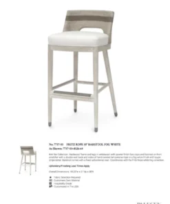 Palecek New Arrivals Fritz Rope Bar Stool Fog White