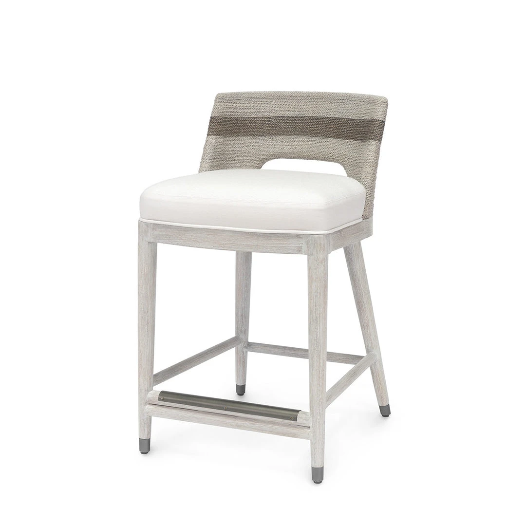 Palecek Fritz Rope Counter Stool Fog White 1 Palecek Fritz Rope Counter Stool Fog White