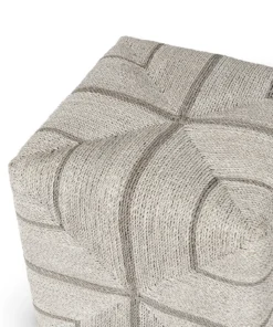 Palecek Fritz Rope Square Ottoman White Fog New Arrivals