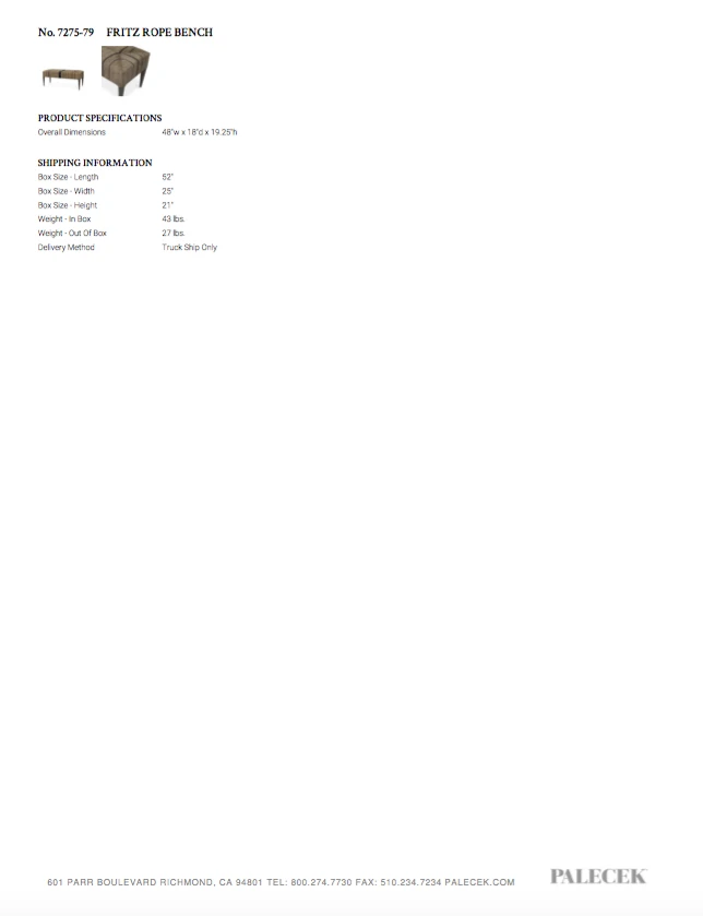 Palecek Fritz Rope Bench 5 Palecek Fritz Rope Bench