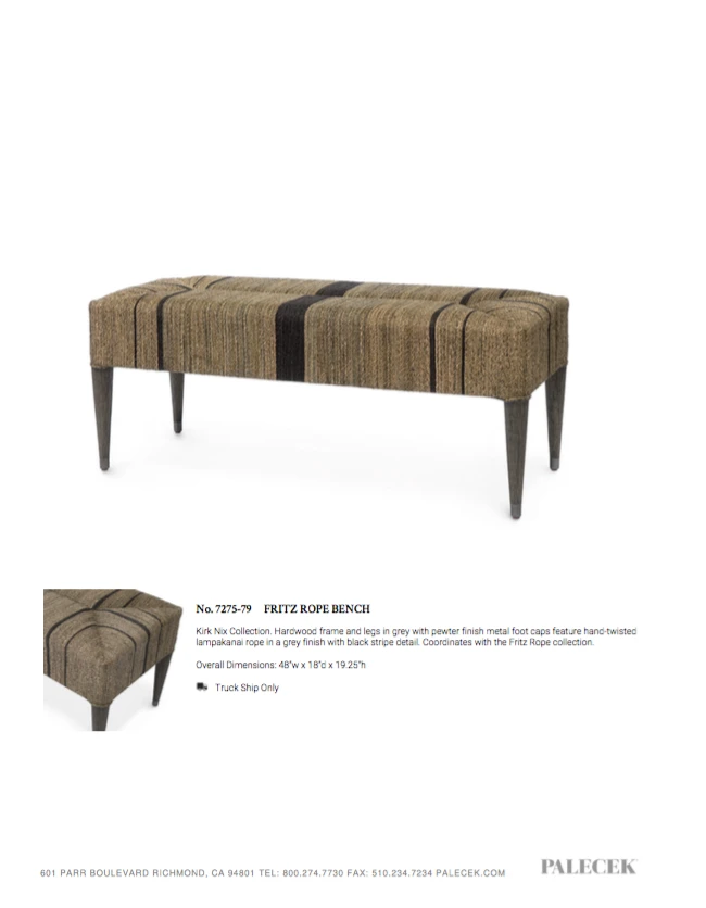 Palecek Fritz Rope Bench 4 Palecek Fritz Rope Bench