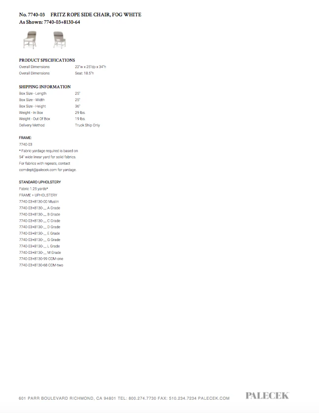 Palecek Fritz Rope Side Chair Fog White New Arrivals 6 Palecek Fritz Rope Side Chair Fog White New Arrivals