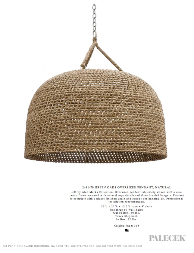 Palecek New Arrivals Green Oaks Pendant Natural Oversized 5 Palecek New Arrivals Green Oaks Pendant Natural Oversized