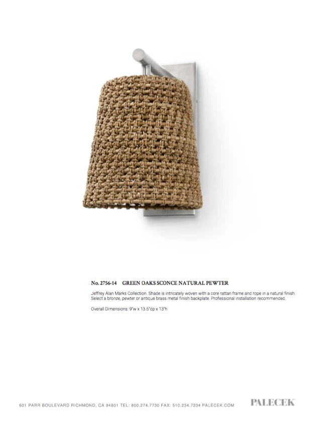 Palecek New Arrivals Green Oaks Sconce Natural And Pewter 2 Palecek New Arrivals Green Oaks Sconce Natural And Pewter